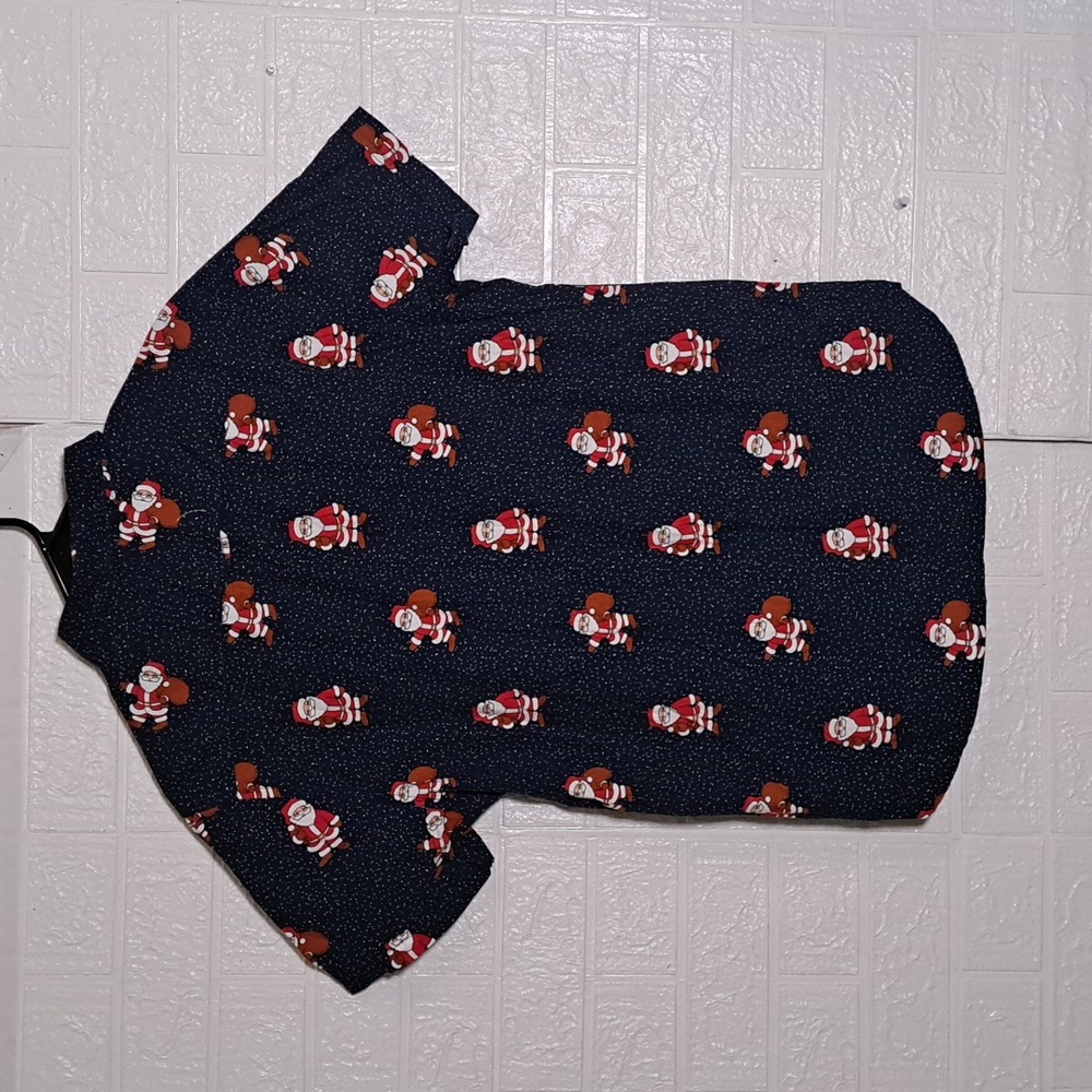 Denim and Flower 100% Cotton Short Sleeve Christmas Button Shirt - Picture 6 of 7